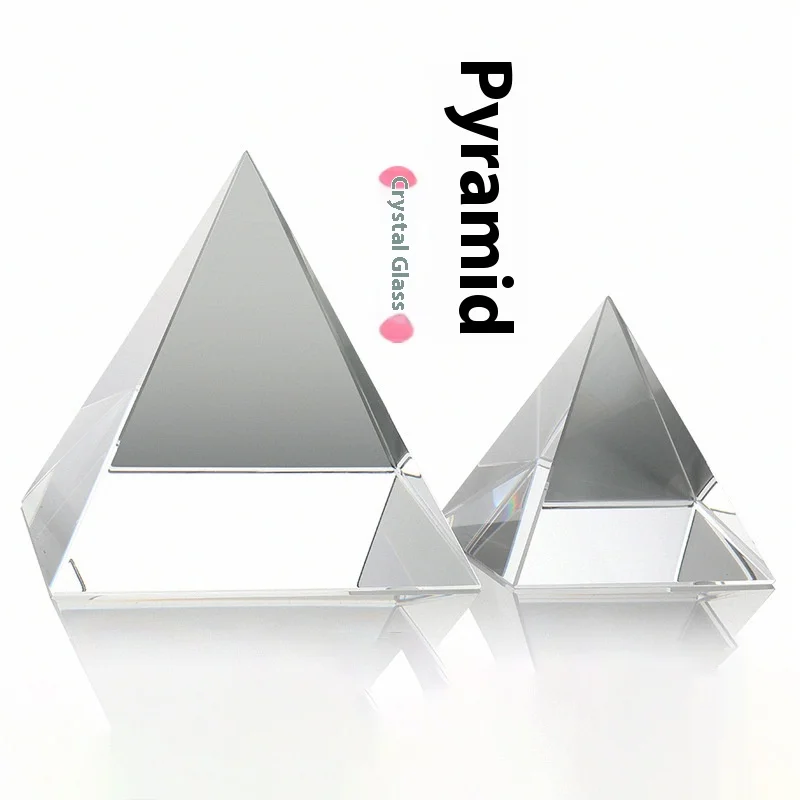 K9 Prism Pyramid Transparent Tetrahedron Glass Rainbow Viewing Geometric Polyhedron Crystal Ornament for Home Desk