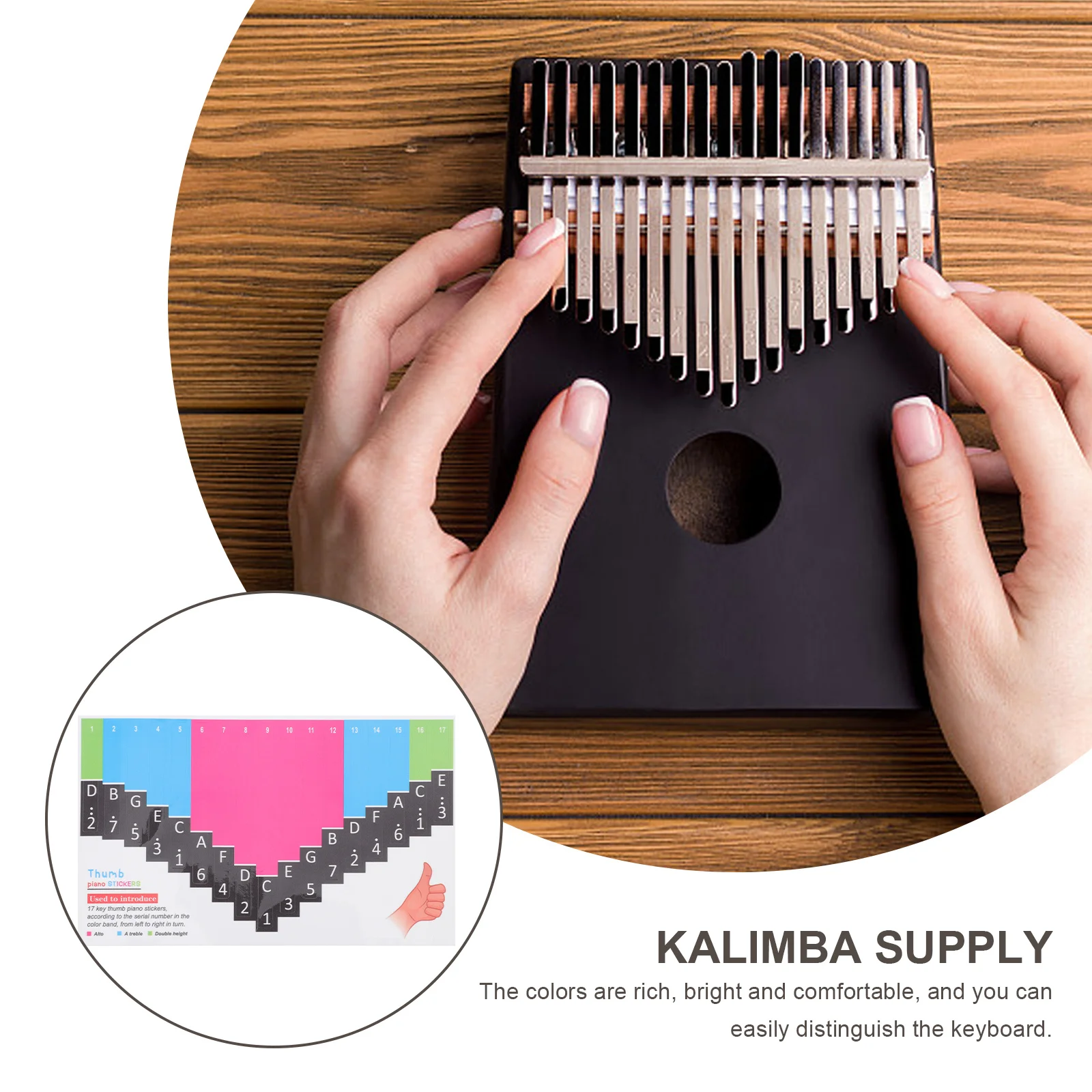 

1Pcs 17-Tone Kalimba Sticker Premium Durable Bright Colorful Kalimba Decal Practical Musical Instrument Accessory