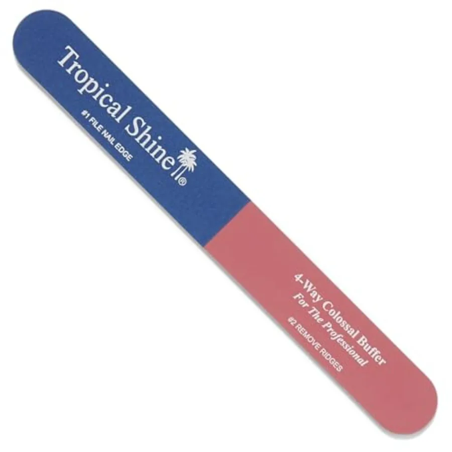 Tropical Shine Colossal 4-Way Blue-Pink Buffer - Professional Nail File and Buffer for Shaping, Smoothing, and Polishing Nails