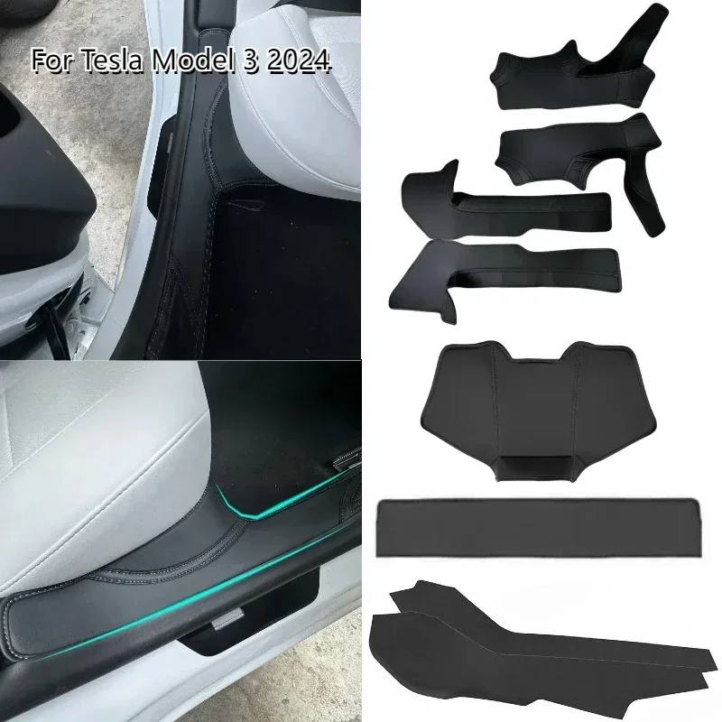 Car Anti-kick Protective Pad for 2024 Tesla New Model 3 Highland Front Rear Door Sill Under-seat Pads Threshold Strip Felt Mats