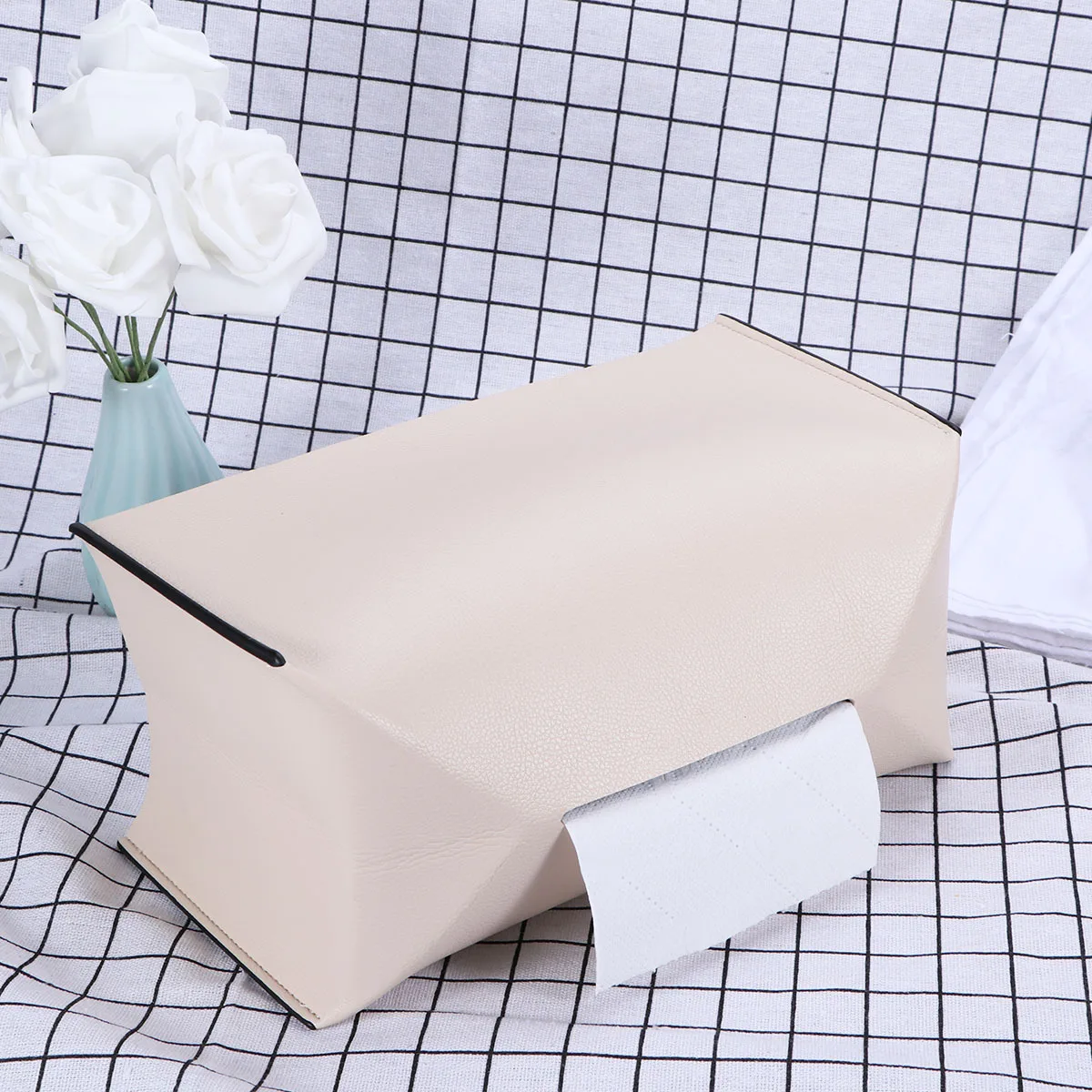 

PU Multi-Purpose Tissue Box Car Storage Case for Home Headrest Armrest Phone Holder Organizer