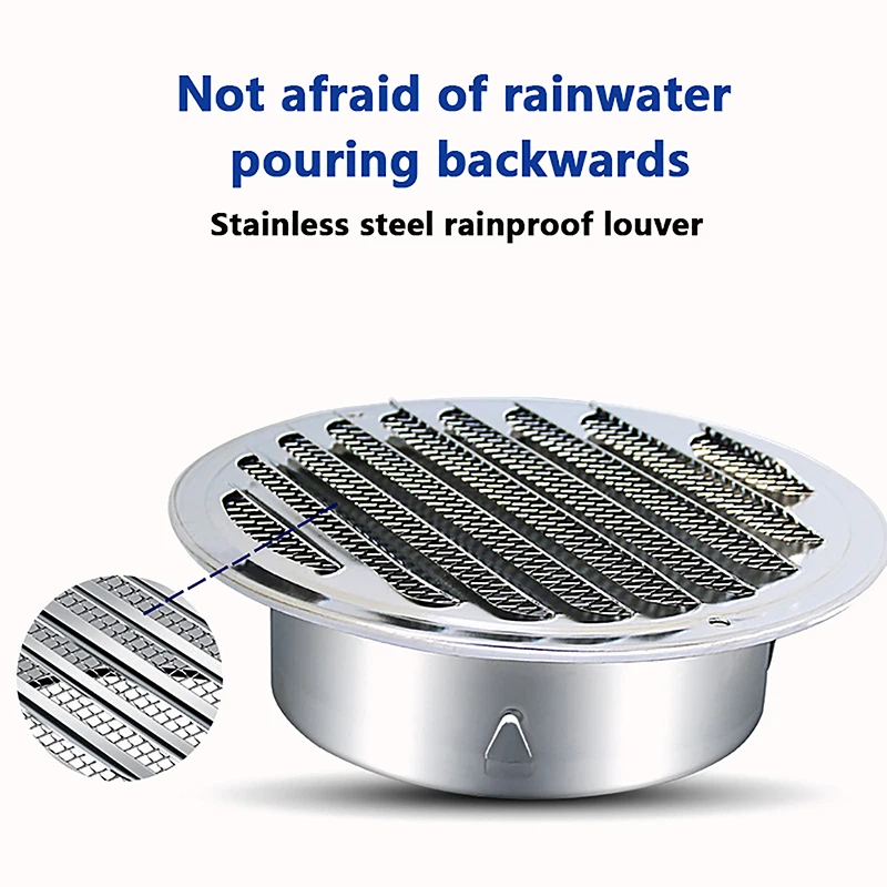 70/80/100/120mm Round Stainless Steel Air Vent Grille Insect Protection Home Exterior Wall Ducting Ventilation Tool
