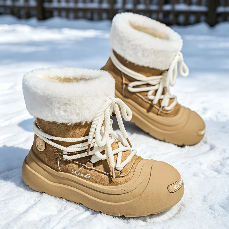 Men women's padded casual Wide toe cotton boots winter new warm plush couples anti-slip light comfort outdoor snow walking boots