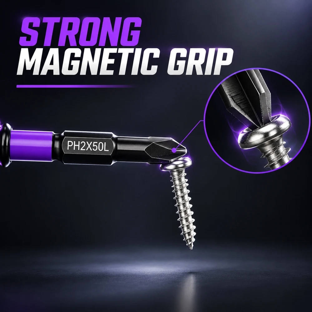 D1 Steel Magnetic Phillips Screwdriver Bits Set Anti Slip 1/4 Inch Hex Shank Quick Change for Electric Manual Use