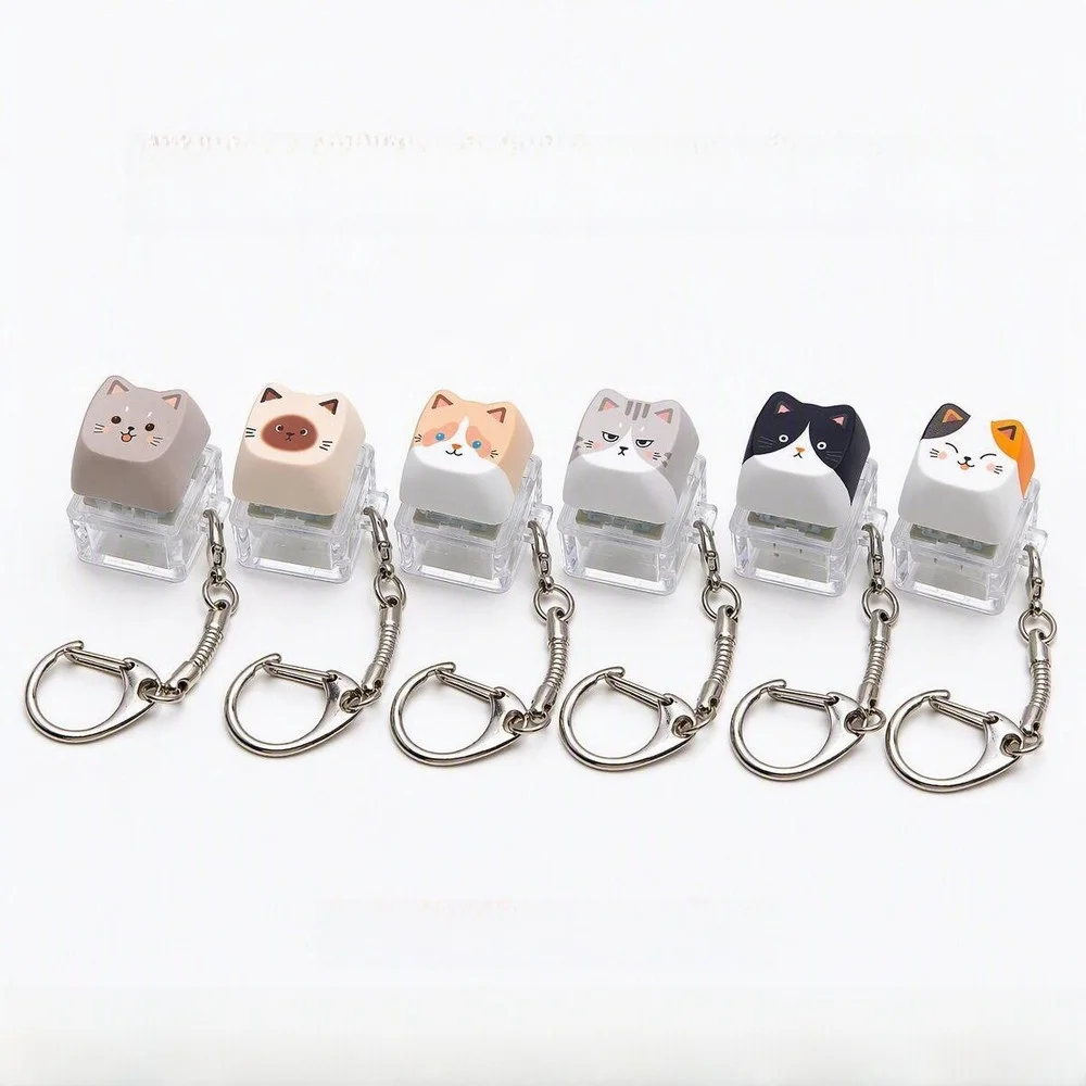 De-Stress Single Key Hot Sublimation PBT Keycap Toy Keychain Pendant Animal Print Design Cross-Border Fashion Accessory