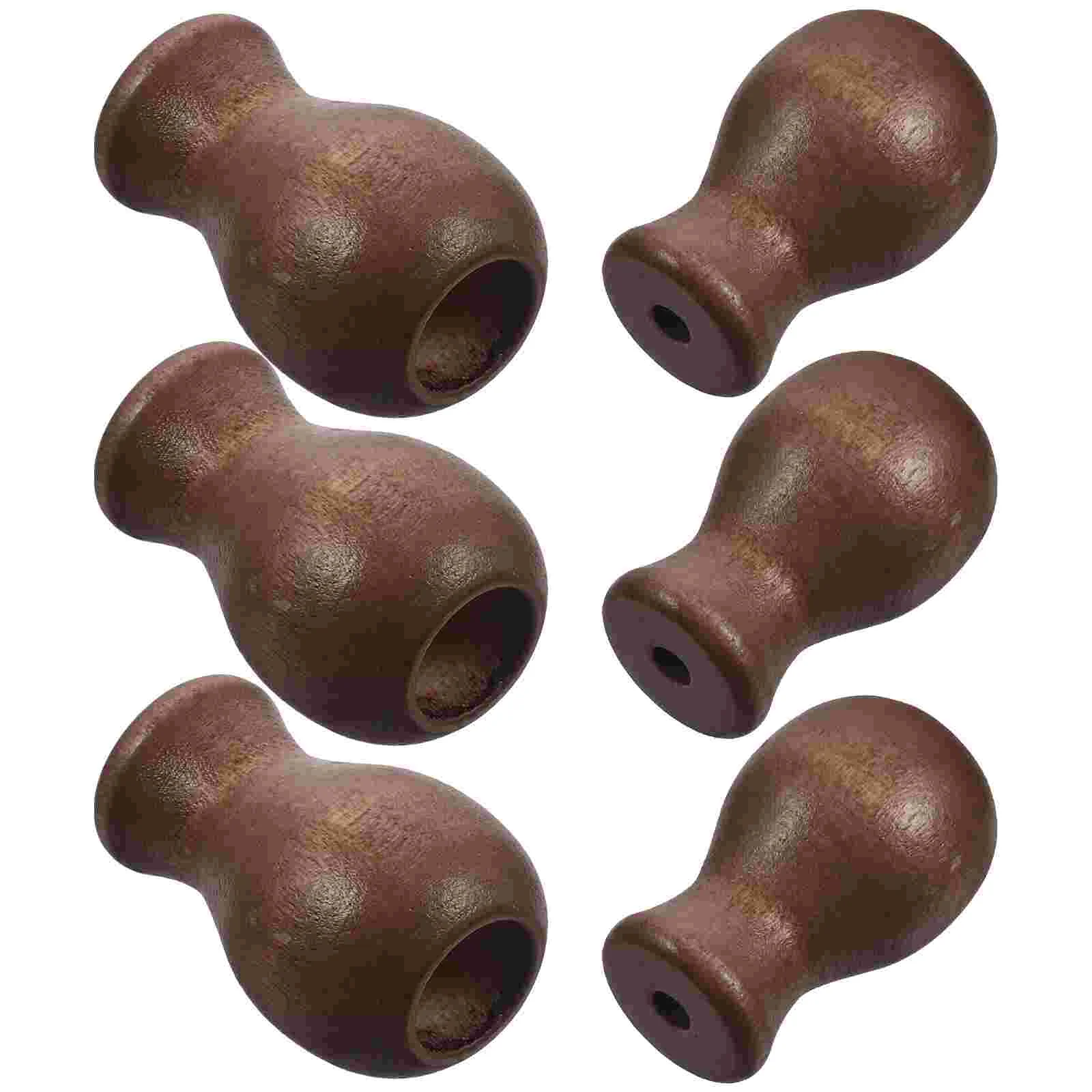 6 Pcs Cord Knobs Drops Curtain Venetian Accessories Wooden Pendants 6pcs (Brown) Fringe Pulls Ends Blind