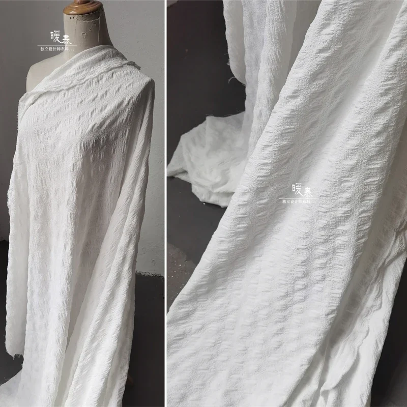 

Белая плиссированная ткань, гладкая креативная модная дизайнерская одежда, ткань для шитья своими руками, материал на метр