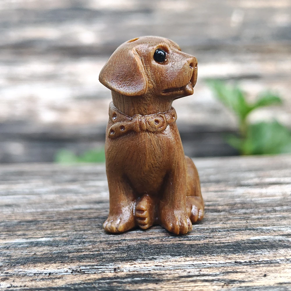 1.3 Inch Wooden Dog Figurine, Hand-Carved, Animal Theme, Suitable for Holiday Decorations, Creative Desktop Ornaments, Housewarming Gifts, Christmas Gifts, Indoor Decorations, Bedroom, Study Room, Back-To-School Season Gifts