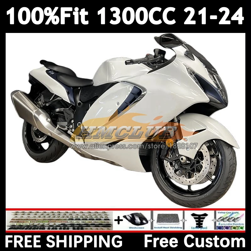 Injection Body For SUZUKI Hayabusa GSXR 1300 CC 2021 2022 2023 2024 40No.9 GSXR-1300 white glossy GSXR1300 21 22 23 24 Fairing