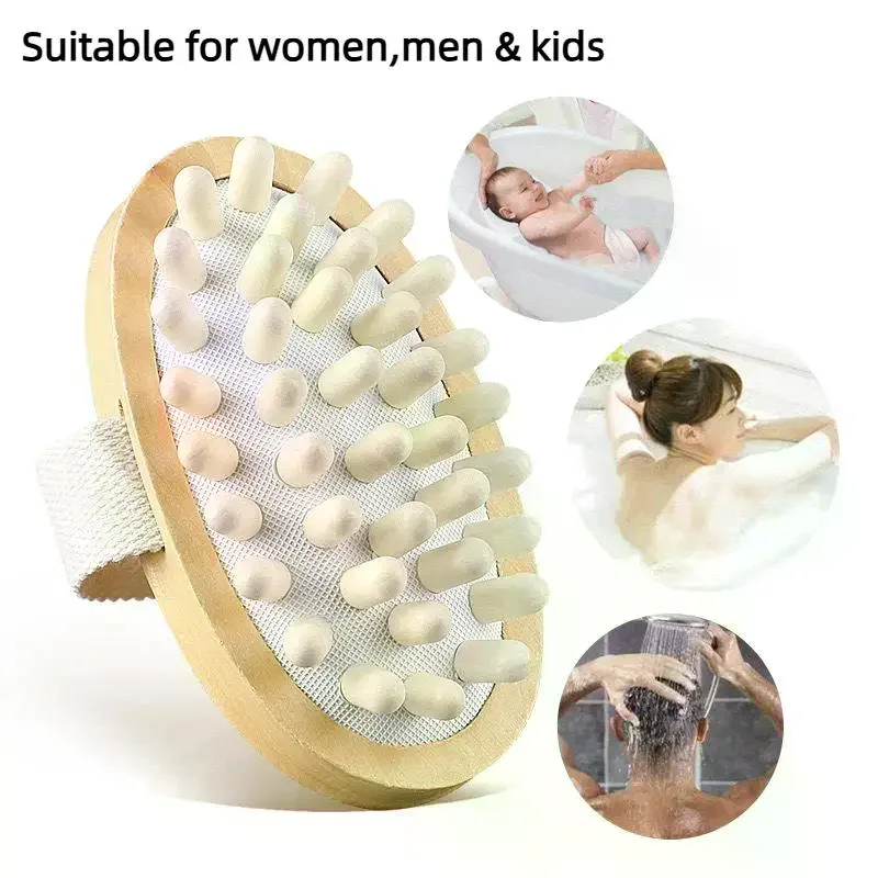 Body Massage Brush Wooden Smooth Wood Nodes Soft Hand Strap Muscle Relaxation Exfoliation Spa Care
