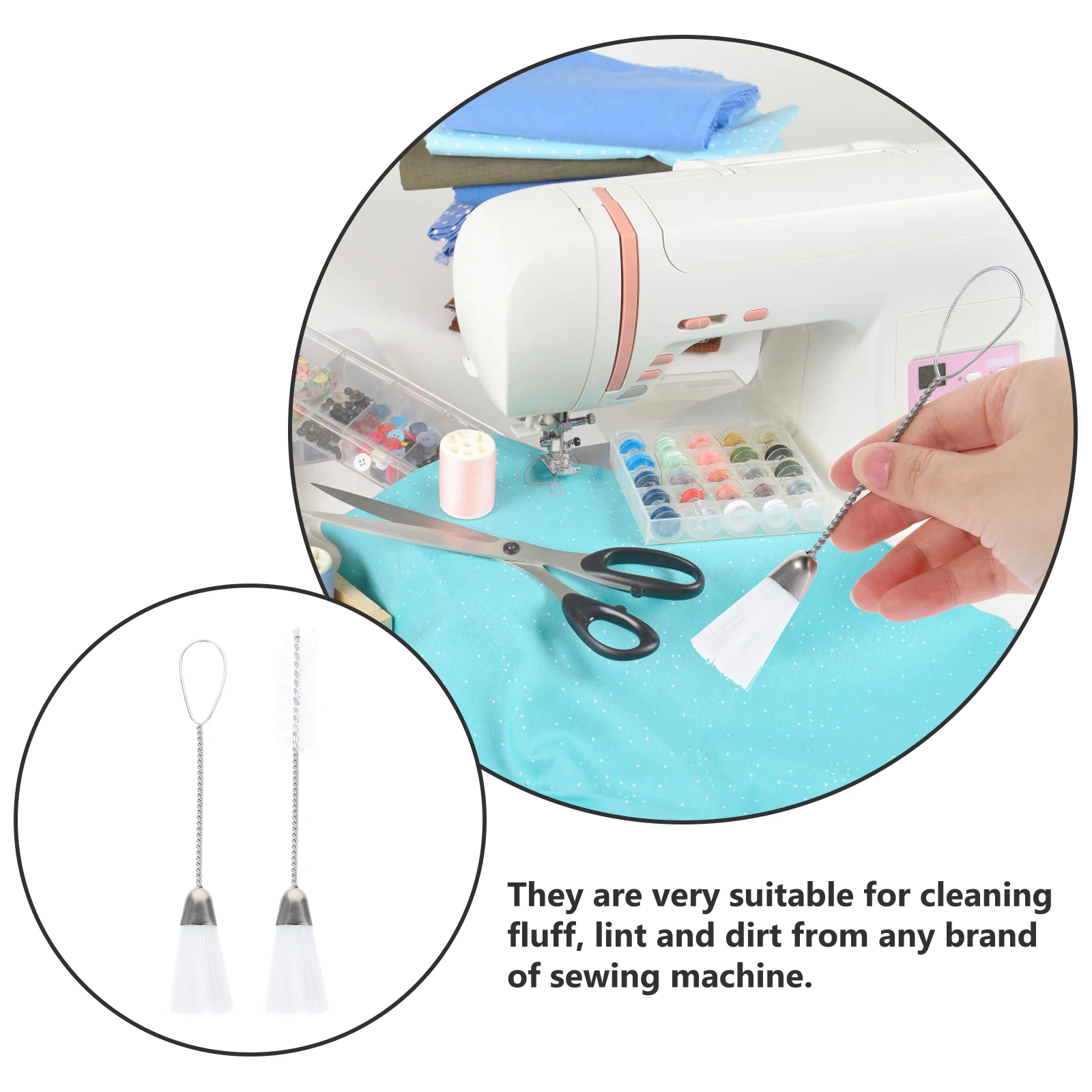 

3Pcs Sewing Machine Cleaning Brushes Narrow Neck Double Ended Dust Cleaner Lint Remover Keyboard Cleaning Supplies