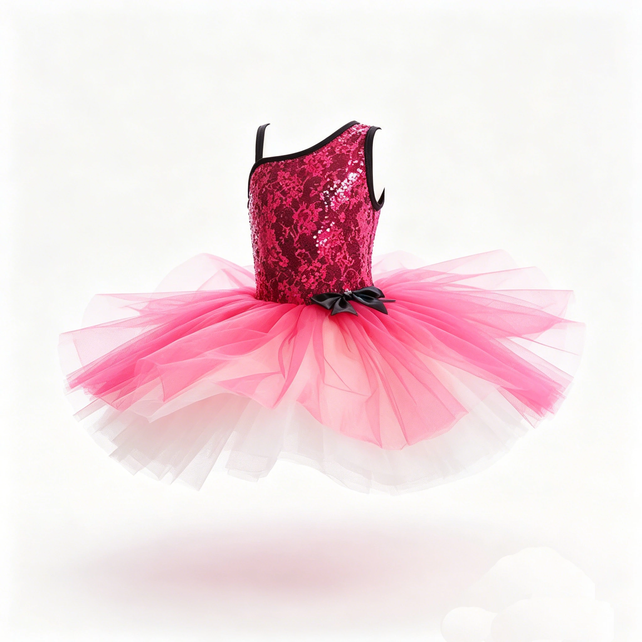 

Rose Red Sequin Lace Ballet Tutu Leotard Dress for Girls Kids Stage Performance Competition Dancewear C26067