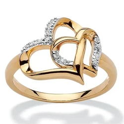 1 Pieces Fashionable Rhinestone Inlaid Alloy Double Heart Hollowed Out Ring Minimalist Women's Temperament Bracelet