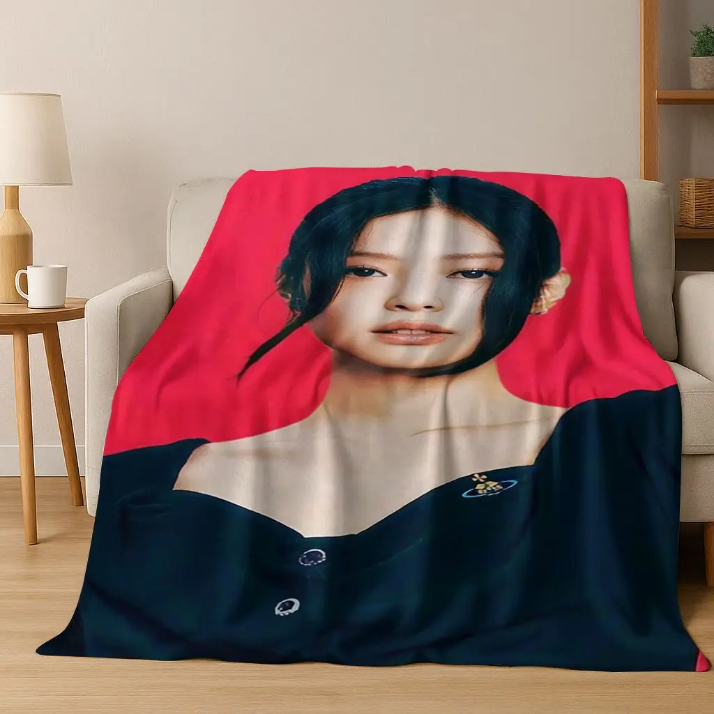 ثلاثية الأبعاد جيني كيم Kpop B-أسود الوردي المغني ستار الفانيلا بطانية لينة رمي بطانية للسرير غرفة نوم غرفة المعيشة السفر نزهة هدية #5