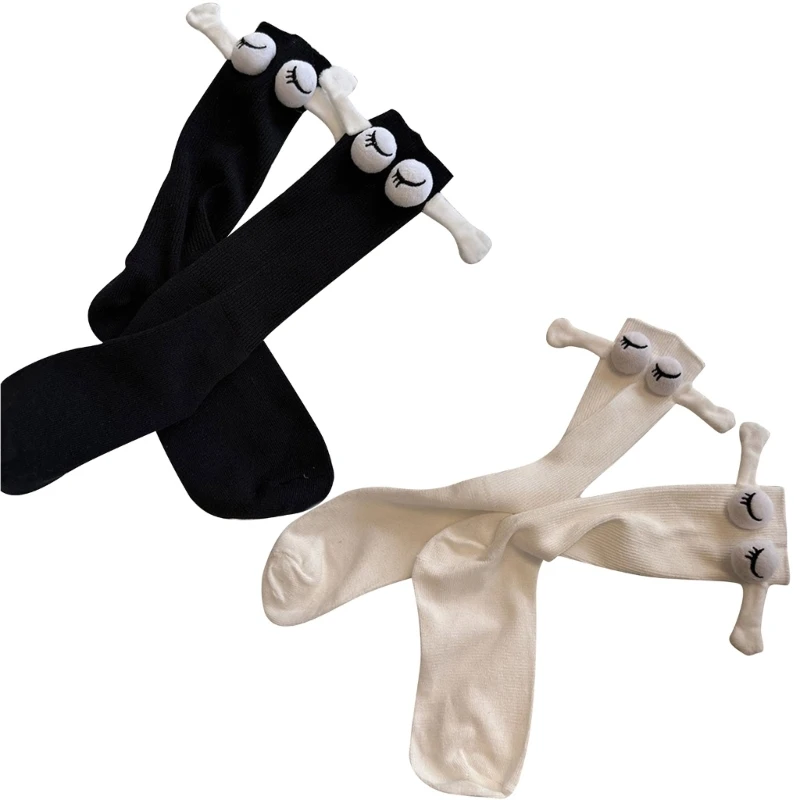 

Magnetic Couple Socks Funny Doll Hand in Hands Matching Crew Socks for Bestfriends Boyfriend Girlfriend Friendship Socks