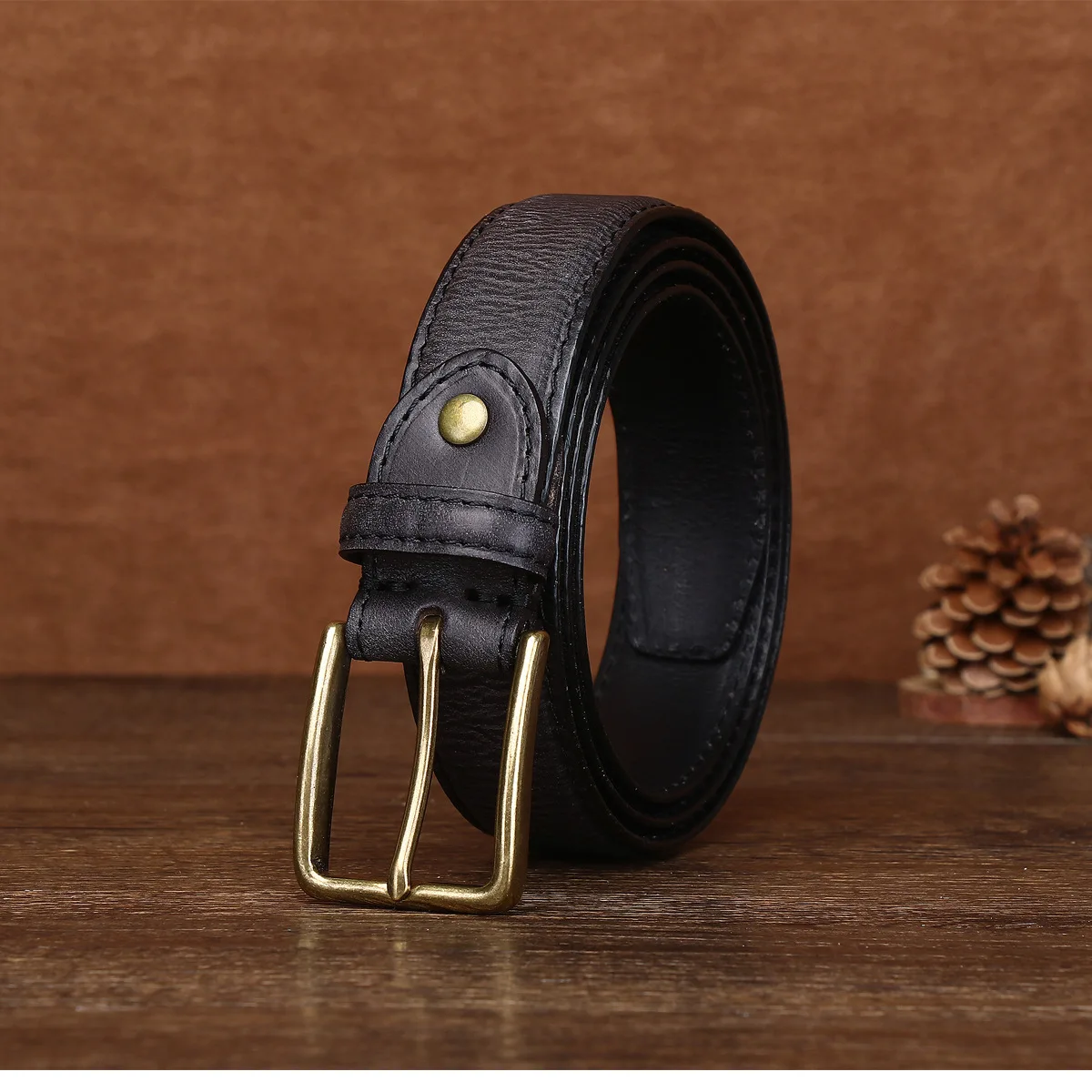 本革カジュアルメンズパンツベルトビジネスレトロ手作りトップレイヤー植物なめし純粋な牛革ベルト