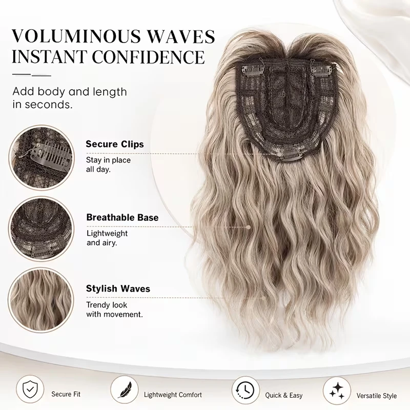 Toupee de Cabello Sintético Corto Ondulado Bob de 14 Pulgadas con Clip, Cubre el Cuero Cabelludo para Cabello Delgado, Uso Diario 4