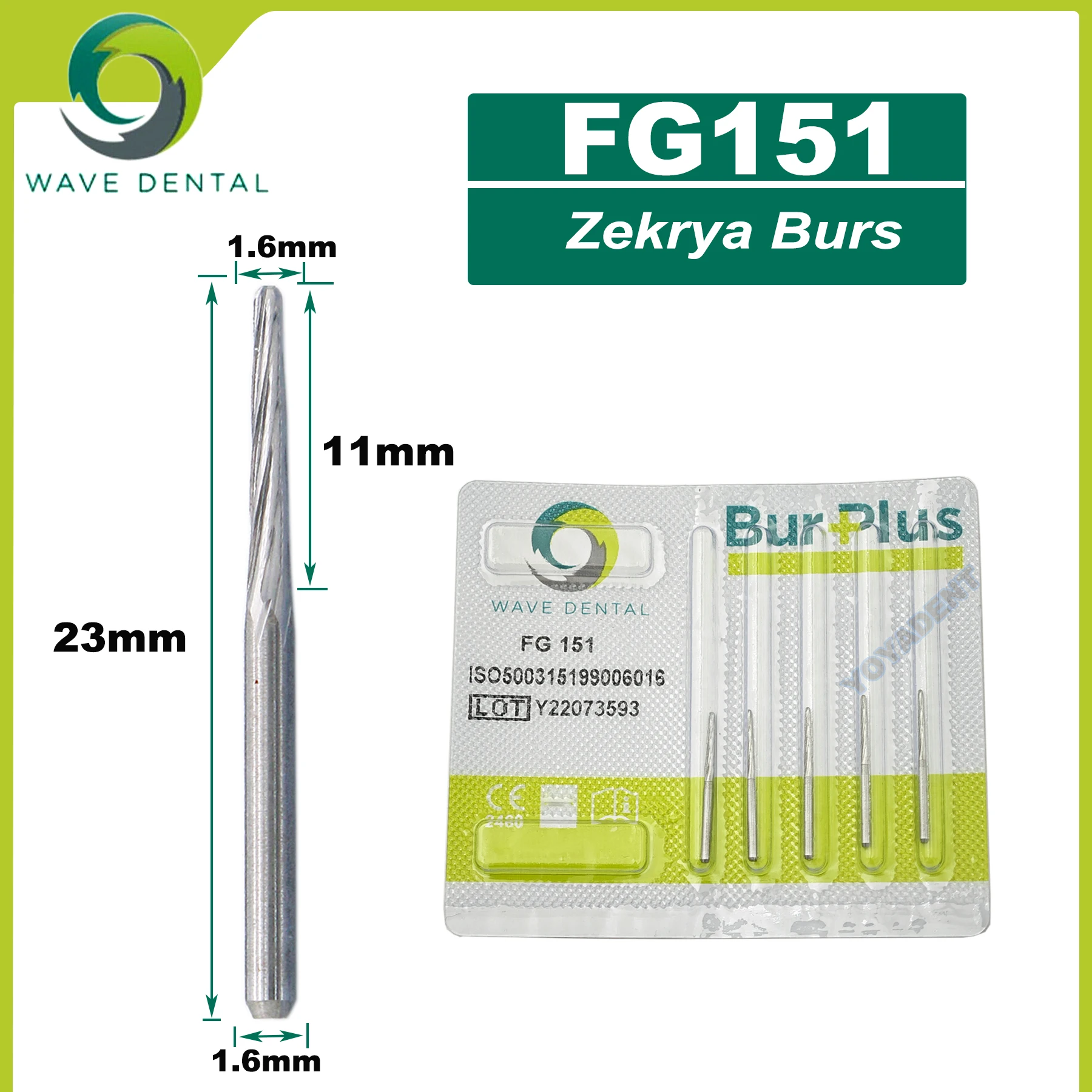 PRIMA WAVE Dental Tungsten Carbide Burs Endo-Z/zekrya Burs Dental Extraction Bur FG 1.6mm For High Speed Handpiece 5Pcs/Pack
