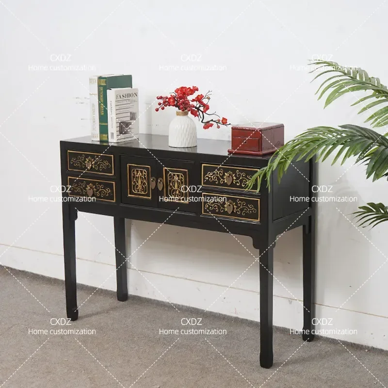 New Chinese-style strip case, a few lockers next to the entrance, Miss table, solid wood antique table, case table, classical