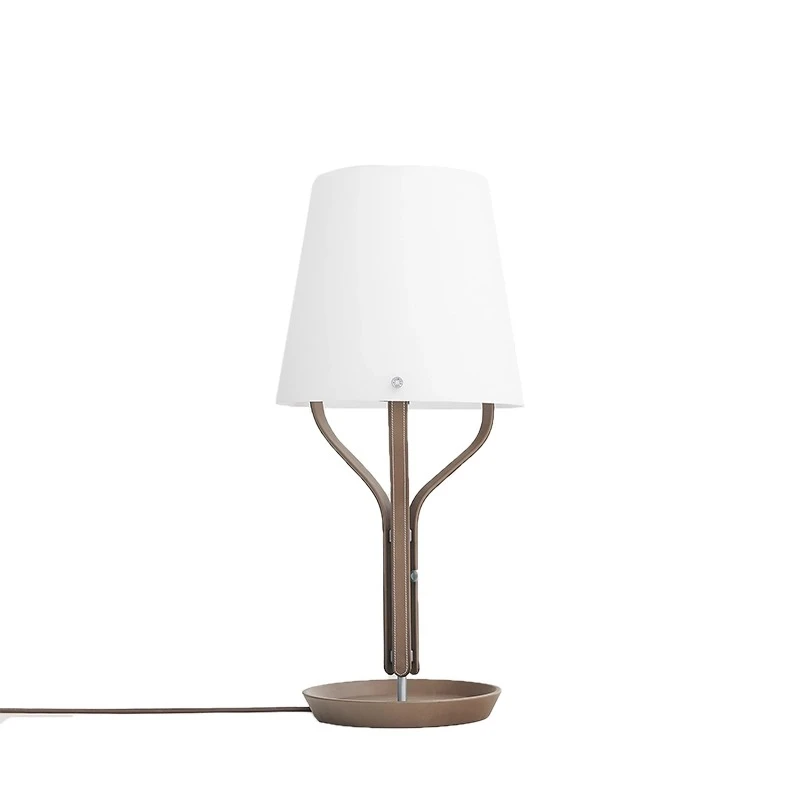 

Table lamp hotel living room study sofa Nordic light luxury design orange leather vertical floor lamp