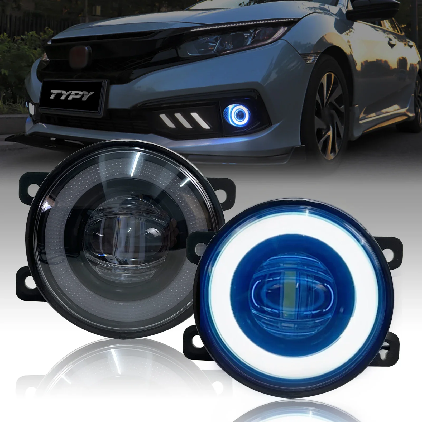 

Автомобильные детали, противотуманные фары «ангельские глазки», динамические дневные ходовые огни со светодиодной лампой, лампы переднего бампера для Honda Civic