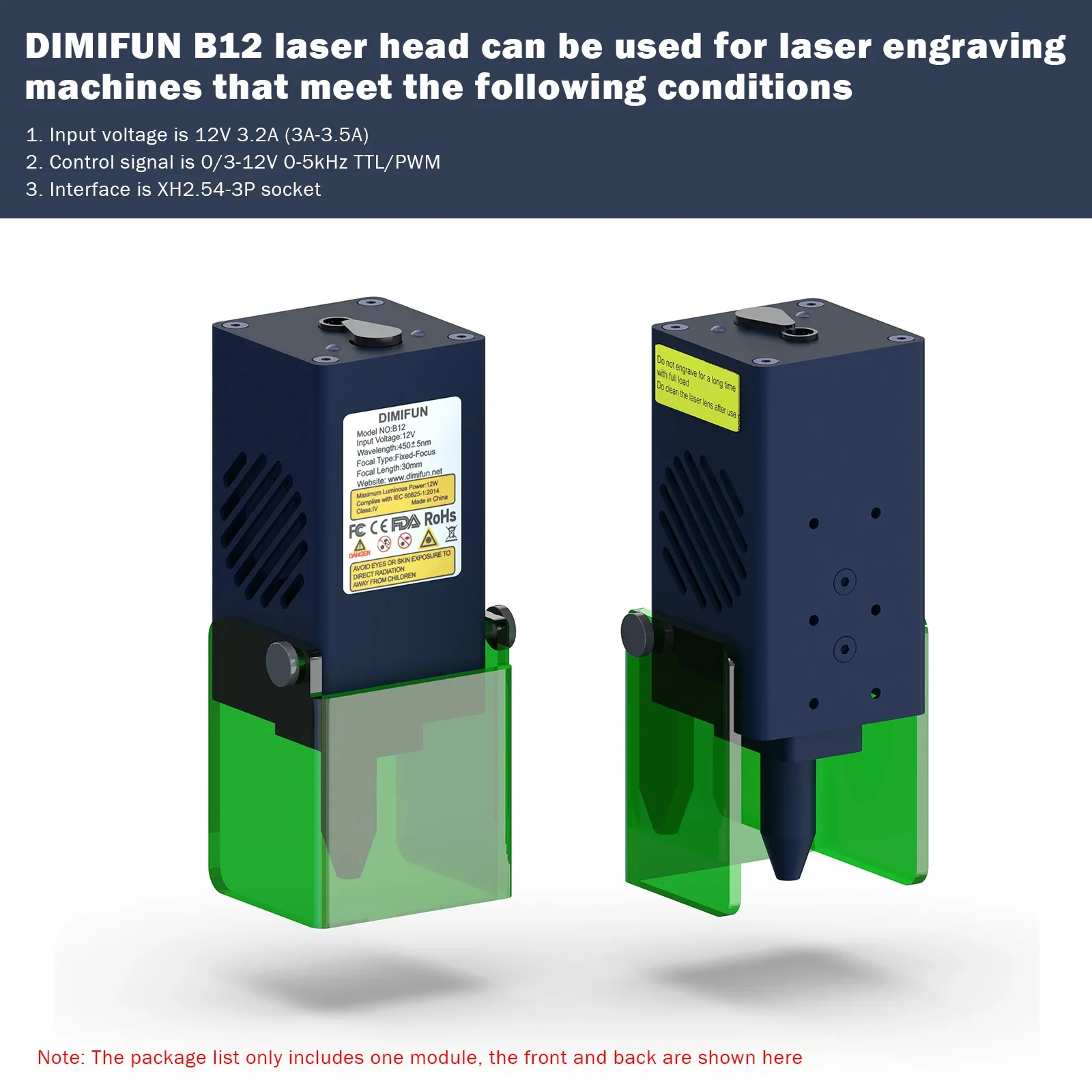 Precision Laser Engraving Upgrade with DIMIFUN B6/12 Laser Head 6W/12W Module, Suitable for Various Brands, High-Power Output