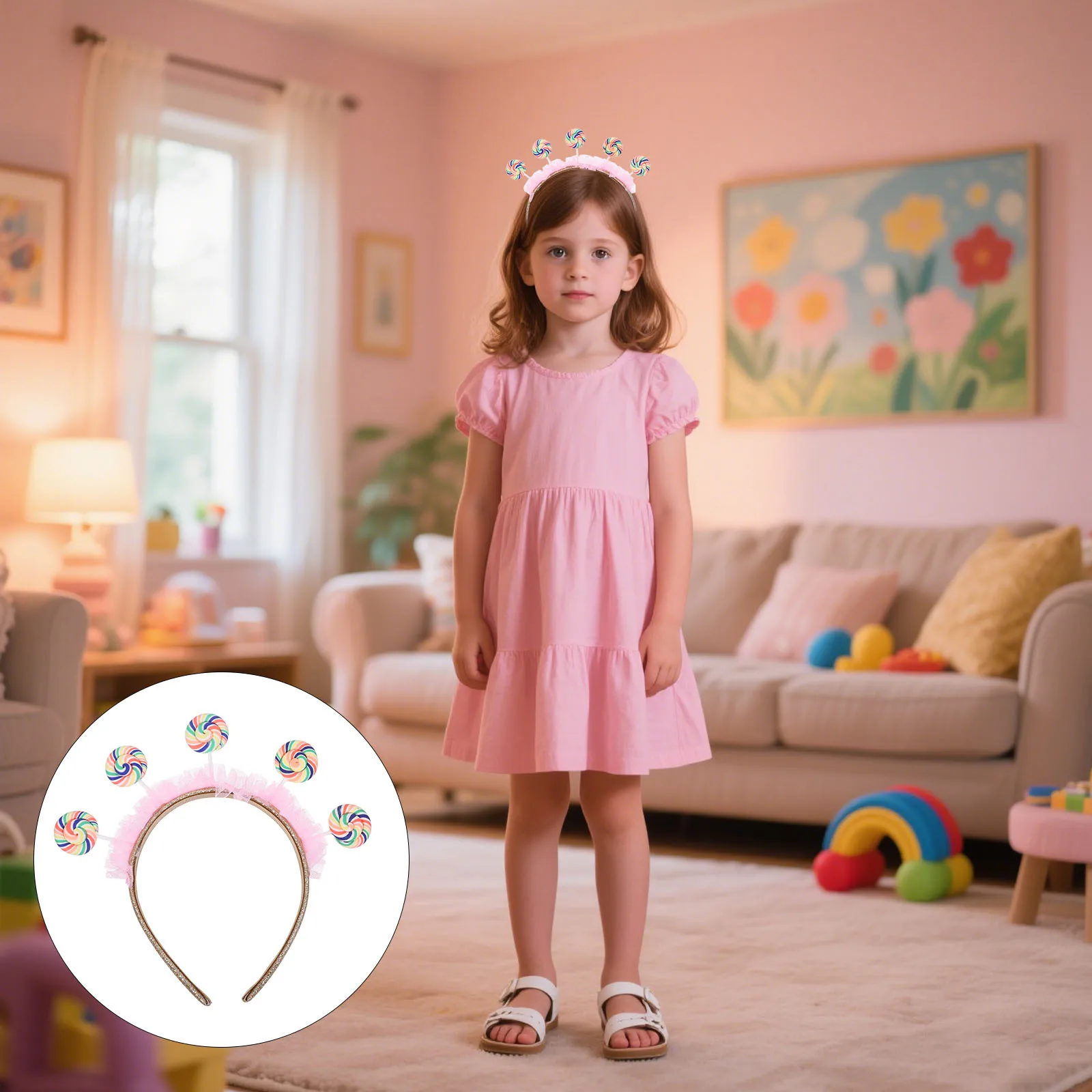

Pink Candy Headband For Girls Sweet Lollipop Hair Hoop Toddler Plastic Headbands Holiday Costume Accessory - Kids Hair