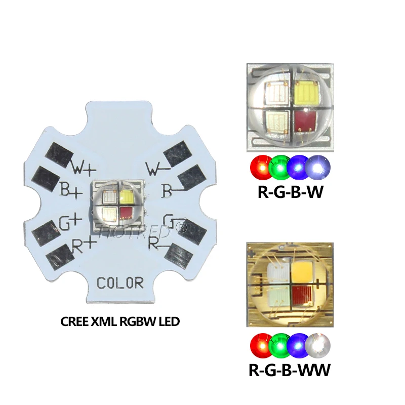 Lumières de scène à puce colorée, LED RGB, RGBW, RGBWY, RGBWYV, 3W, 4W, 5W, 6W, 15W, 18W, CRE, 10W, XLM, haute puissance, perle, 4 broches, 6