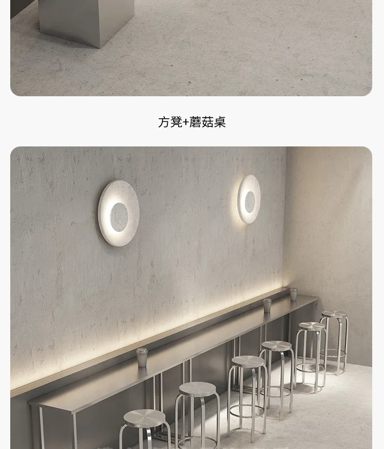 Bubble tea shop, café, table and chair, net red stainless steel card seat, outdoor metal wall bench, customization