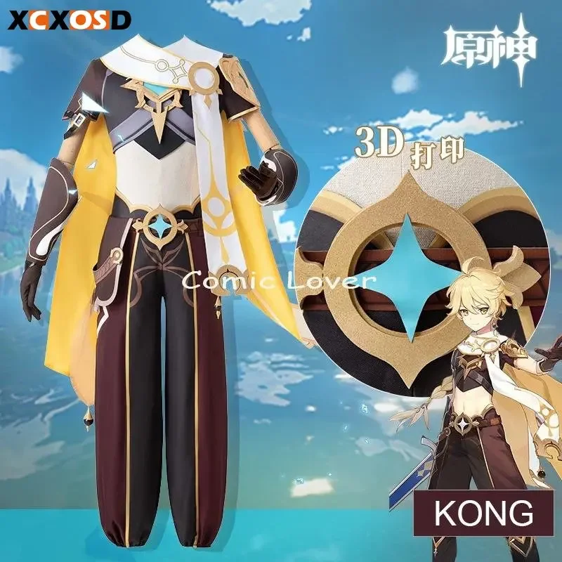 Genshin Impact Kong Cosplay Costume Traveler Aether Anime Uniform Hello wen Party Cloth With Wig BS5774