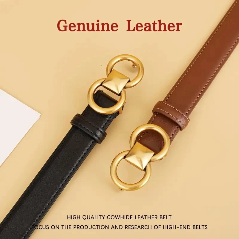 Genuine Cowhide Leather Belt for women New Versatile Decorative Suit Belt Fashionable Black Trendy Jeans Belts women