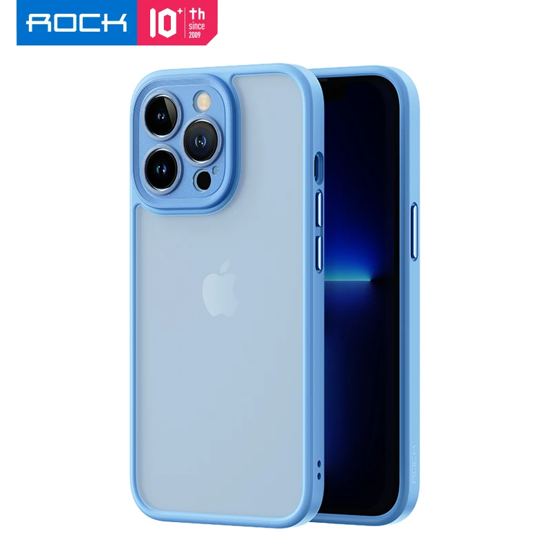 

For iPhone 13 Pro Max Case ROCK Shockproof Transparent Hybrid Matte PC Precise Cutout Back Cover for iPhone 14 15 Pro Max