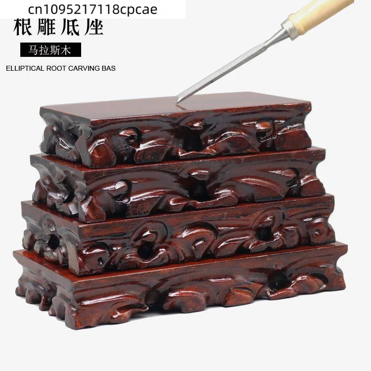 Rechteckiger Dekorativer Sockel aus Massivholz mit Wurzelholzschnitzerei als Ausstellungsständer für Vasen, Teekannen, Buddha-Statuen, Teesets – Detail 6