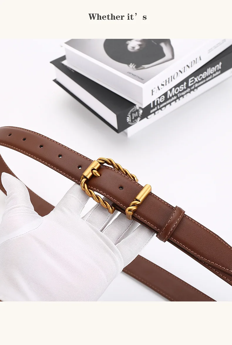 Damen-Gürtel mit Hochwertiger Ausstrahlung; Echtes Leder mit Modischer und Vielseitiger Schwarzer Verzierung; Geeignet für Geschäftsanwendungen. – Detail 20