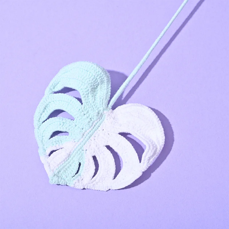 Gehäkeltes Monstera-Blatt, gestrickte künstliche Blätter, kreative handgewebte Blätter, DIY-Blumenstrauß, Heimdekoration, Geschenk – Detail 9