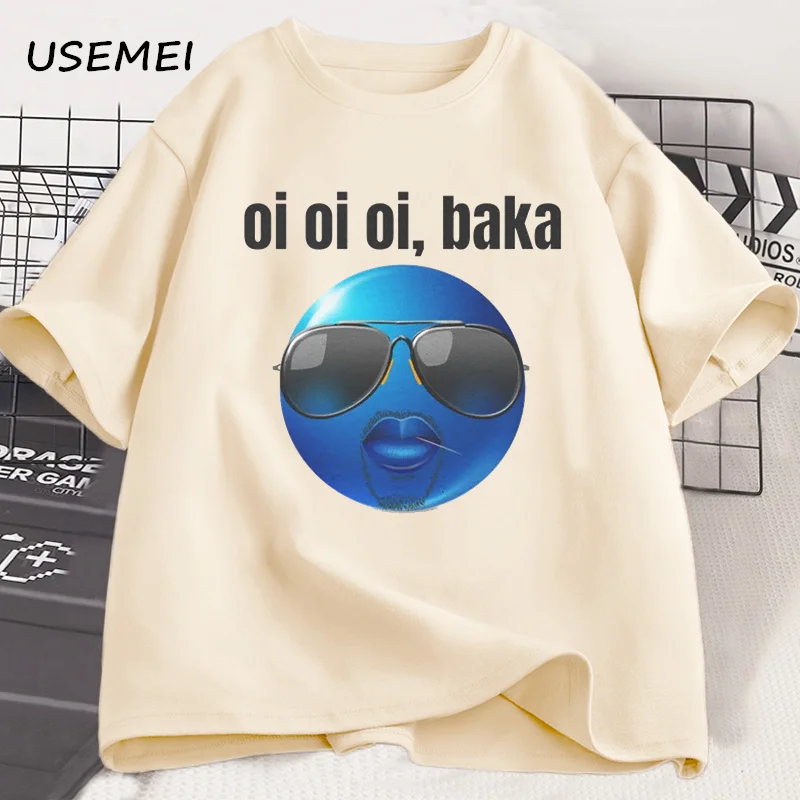 Funny Oi Oi Oi Baka Tshirt Men Cotton Joke Tee Harajuku Cotton Short Sleeve Mens Clothing Printed T-shirt Tops