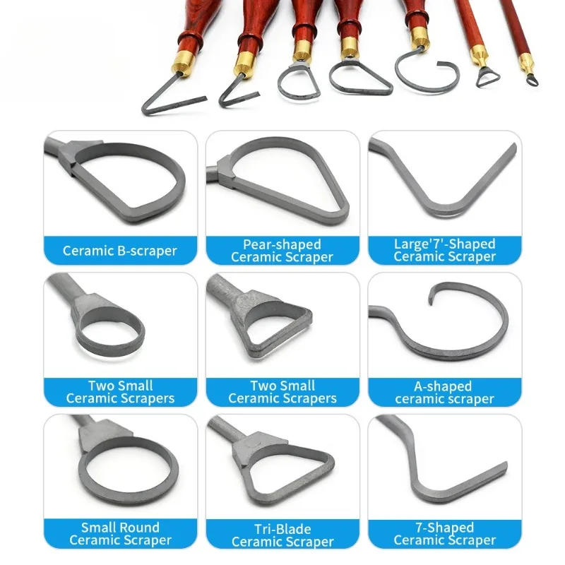 Pottery Carving Tool Tungsten Carbide Steel Knife Head Ceramic Clay Scraper Trim Molding Texture Ring Knife Mahogany Clay Cutter