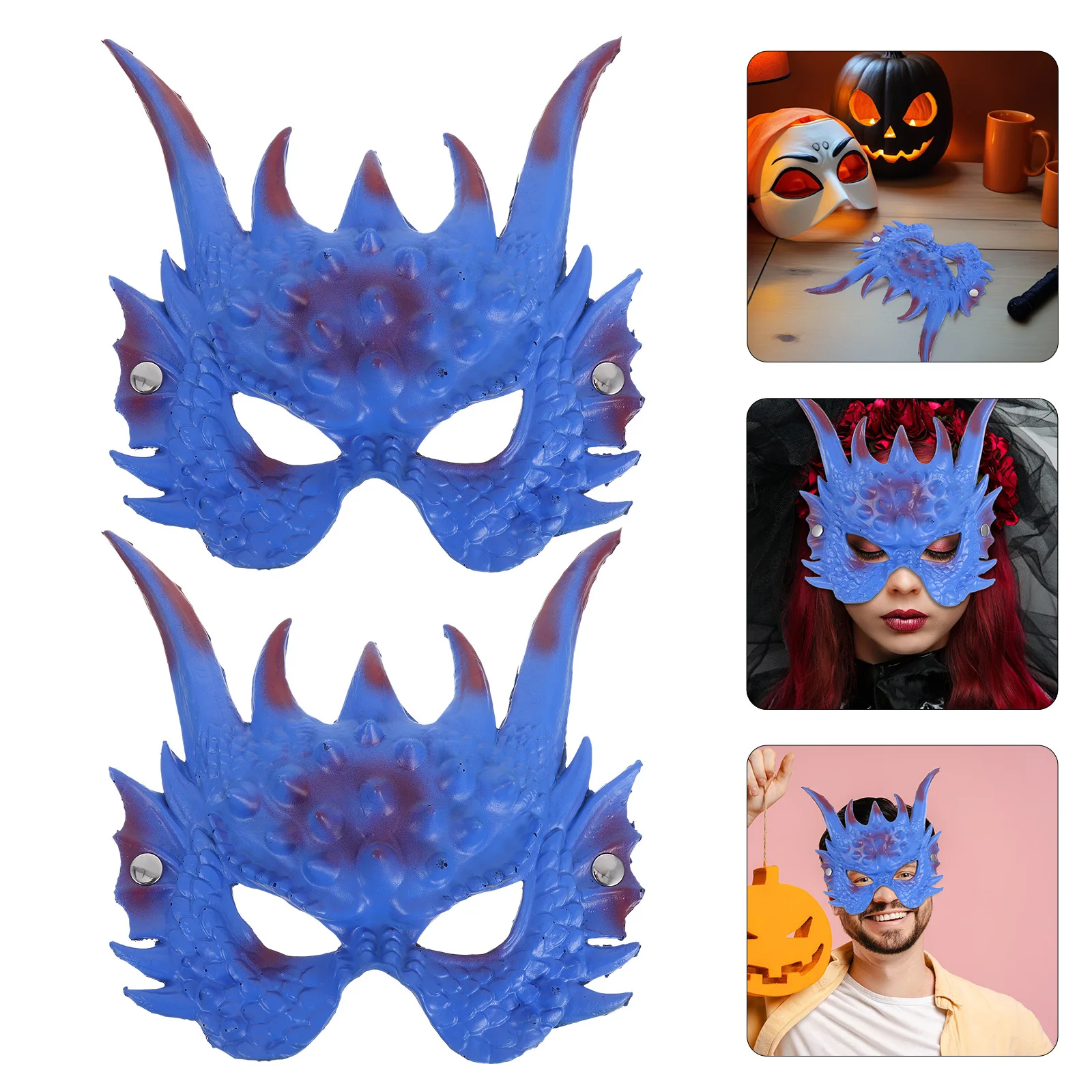 

2Pcs Cosplay Mask Handcrafted Breathable Material Scary Halloween Costume Party Masquerade Decoration