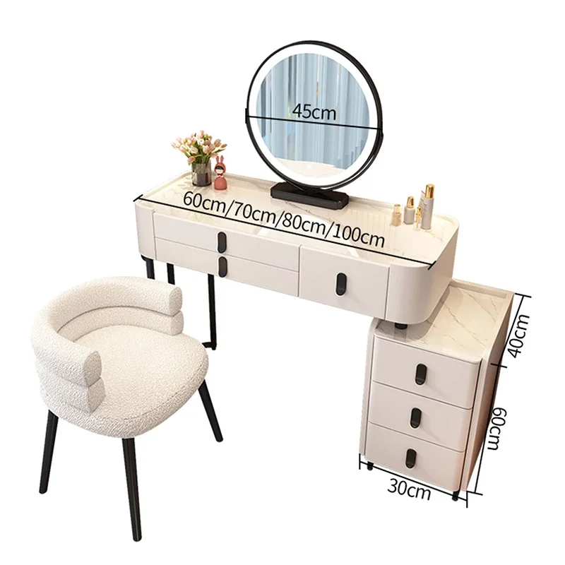 Nordic Glamour Dressing Table Mirror Chair Salon Premium Makeup Table Cabinet Organizers Storage Coiffeuse Bedroom Furniture