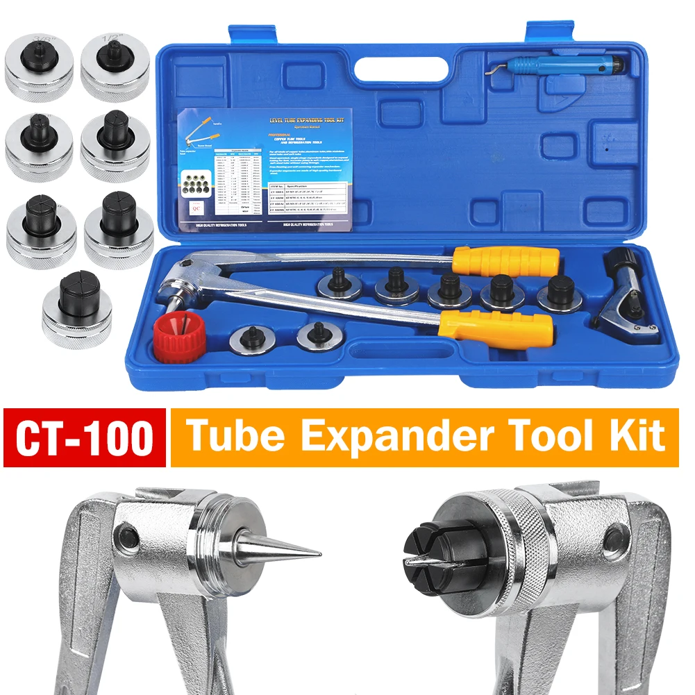 Tube Expander Set Kit Plumbing Air Conditioner Copper Pipe Expander Cuter + Case