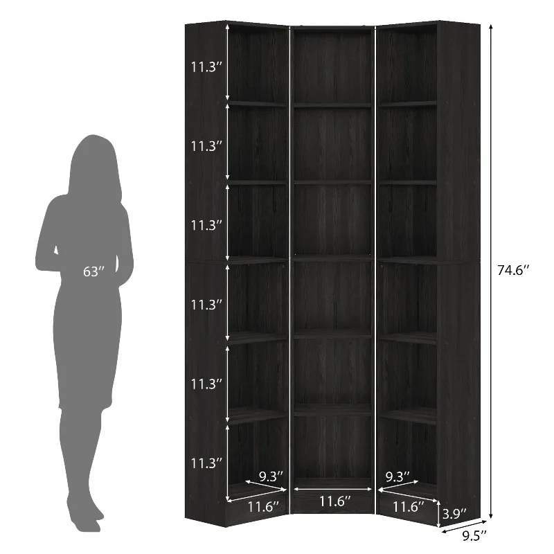 6-Tier Corner Book Shelves, 3 in 1 Tall Open Cube Storage Organizer