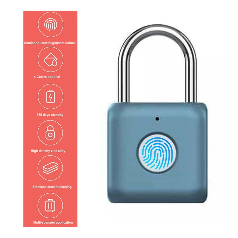 กันน้ําลายนิ้วมือ Biometric ล็อค Anti-Theft Security USB ชาร์จกุญแจ