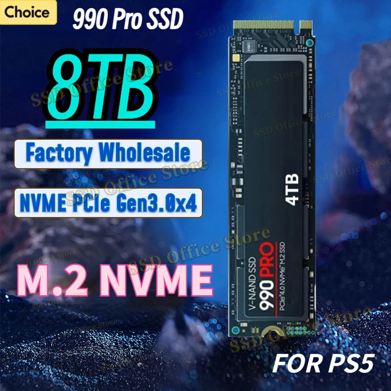 

Newest 990PRO 8TB 4TB 2TB 1TB SSD Hard Disk M.2 2280 NVMe PCIe Gen 5.0 x 4 Internal Solid State Drive for PC Laptop Desktop PS5