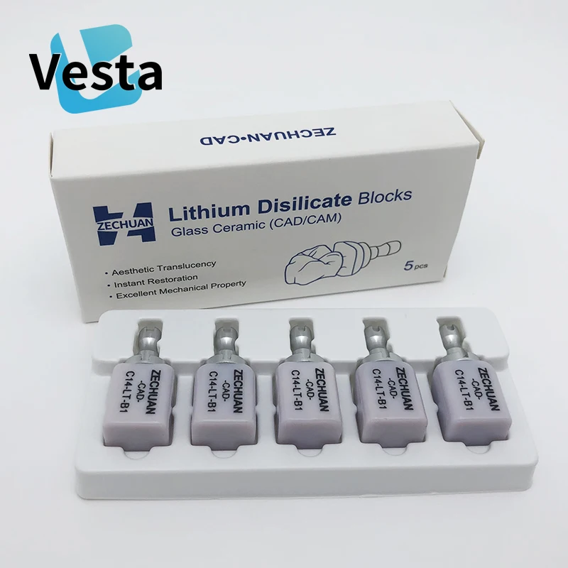 Lithium Disilicate C14 Glass Ceramic Blocks HT/LT for CAD CAM Sirona Cerec Veneer Dentist Materials 5pcs/Box