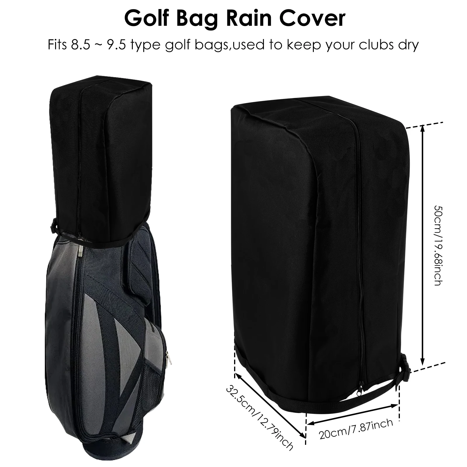 Golf Bag Rain Cover Oxford Cloth Golf Bag Rain Hood Waterproof Golf Bag Protector with Adjustable Buckle Strap Wear Resistant