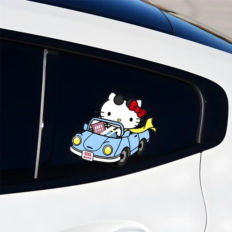 Sanrio Kawaii Cartoon Cute Hello Kitty Car Glass Computer Body Scratch Cover Car Motorcycle Rear Sticker Wholesale