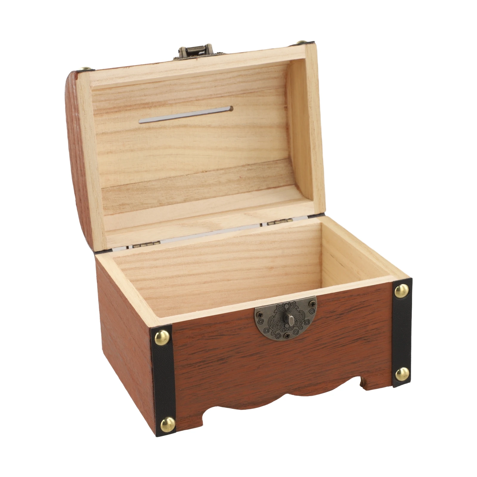 Handcrafted Wooden Piggy Bank with Functional Lock and Key for Safe Accumulation of Bills and Small Denominations