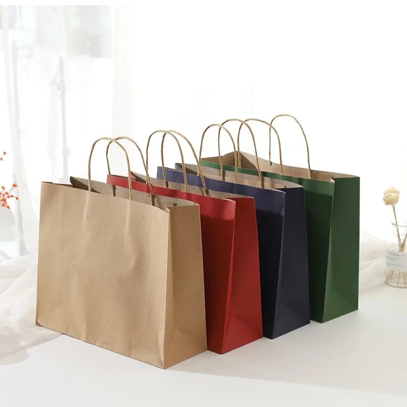 Kraftpapiertüten mit Griffen, Geburtstag, Hochzeit, Weihnachten, Party, Dekoration, Babyparty, Neujahr, Geschenkverpackung