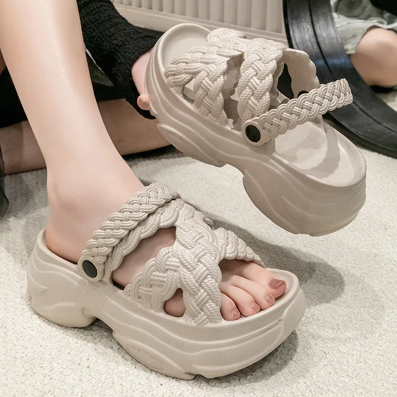 

Faionable Sandals на каблуке, женская летняя уличная одежда, нескользящие пляжные сандалии, женские повседневные сандалии с низким верхом из материала EVA