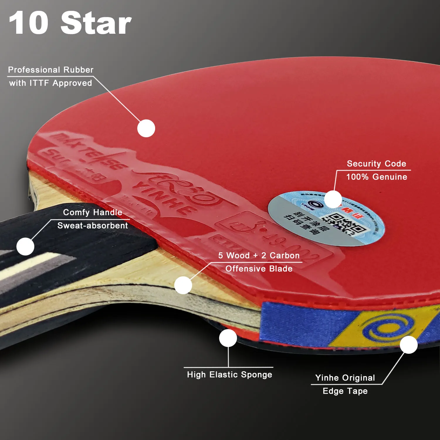 Raquette de Tennis de Table professionnelle Yinhe 7/8/9/10 étoiles raquette de Ping-Pong offensive en carbone élastique légère avec approuvé ITTF